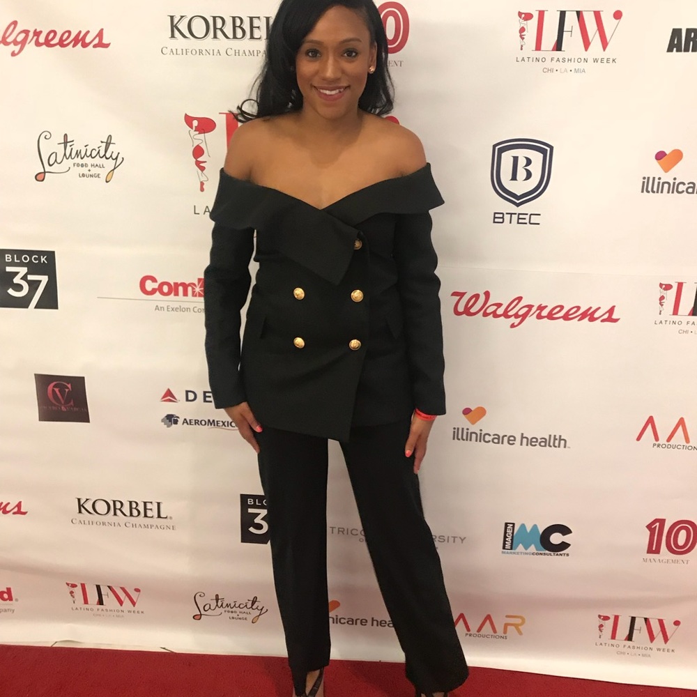 Black off the shoulder jacket